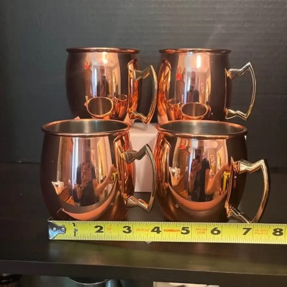 Eco  One Premium Smooth Copper Moscow Mule Mugs with Sculpted Brass Handles – El